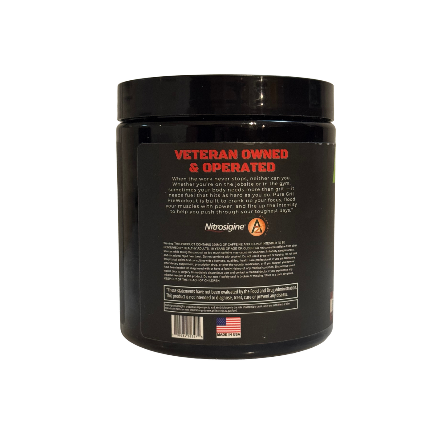 Black container with 'Veteran Owned & Operated' text on a white background